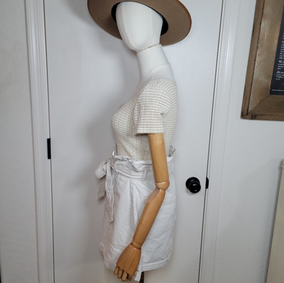 Free People Paper Bag Waist Cotton Linen Blend Spring and Summer Skirt Size 8 - Picture 5 of 10